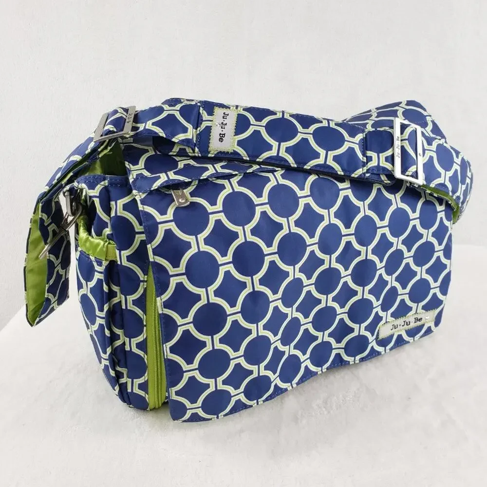 Ju-Ju-Be Diaper Bag Better Be in Royal Envy Blue White Multi Pocket Adjustable